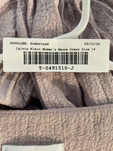 Load image into Gallery viewer, Calvin Klein Womens Mauve Crinkle Puff Sleeve V-Neck Ruffle Mini Dress Size 14
