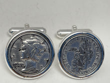 Load image into Gallery viewer, Replica Mercury 1943-W Dime Coin Silver-Tone Cufflink 18.3gr