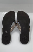 Load image into Gallery viewer, Authentic Tory Burch Womens Thora Gray Leather Flip-Flop Sandals Size 9M Damaged
