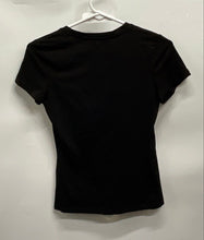 Load image into Gallery viewer, Guess Womens Black Rhinestone Logo Short Sleeve Crew Neck T-Shirt Size Small