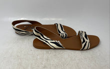 Load image into Gallery viewer, Zara Womens Black White Zebra Print Open Toe Slingback Sandals Size EUR 38