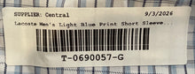 Load image into Gallery viewer, Lacoste Mens Light Blue Plaid Print Cotton Short Sleeve Dress Shirt Size 45
