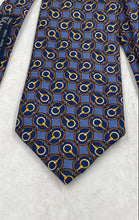 Load image into Gallery viewer, Burberrys Mens Blue Printed Silk Adjustable Keeper Loop Designer Tie