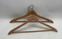 Load image into Gallery viewer, Lot Of 2 Pcs Hilton Hotels Beige Silver-Tone Wooden Clothes Hangers