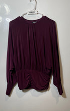 Load image into Gallery viewer, Express Womens Burgundy Long Sleeve Stretch Ruched Pullover Blouse Top Size S