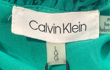 Load image into Gallery viewer, Calvin Klein Womens Green White Floral Long Sleeve V-Neck Blouse Top Sz L w/ Tag