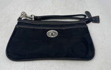 Load image into Gallery viewer, Coach Womens Black Signature Jacquard Turnlock Canvas Wristlet Wallet