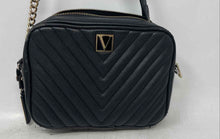 Load image into Gallery viewer, Victoria's Secret Womens V-Quilt Black Leather Adjustable Strap Crossbody Bag