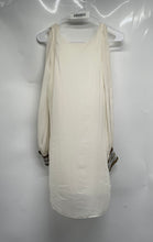 Load image into Gallery viewer, Bebe Womens Beige Cold Shoulder Sleeve Round Neck Beaded Cuffs Mini Dress Sz XS