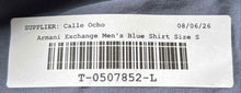 Load image into Gallery viewer, Armani Exchange Mens Blue Slim Fit Long Sleeve Button-Up Shirt Size Small