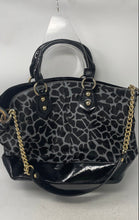 Load image into Gallery viewer, Roberta Gandolfi Womens Black Gray Animal Print Double Handle Lined Satchel Bag