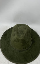 Load image into Gallery viewer, Unbranded Mens Olive Green Suede Wide Brim Adjustable Fedora Hat Size M