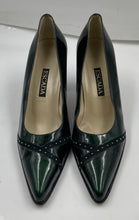 Load image into Gallery viewer, Authentic Escada Womens Green Patent Leather Studded Pump Heels Sz 7.5B Damaged
