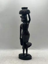 Load image into Gallery viewer, Mid-Century Woman Carrying Basket Carving Asian Decor Wood Statue Figurines
