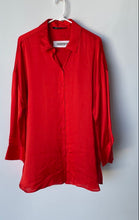 Load image into Gallery viewer, Zara Womens Red Long Sleeve Collared Button-Up Shirt Dress Size XL
