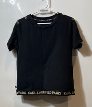 Load image into Gallery viewer, Karl Lagerfeld Womens Black Short Sleeve Blouse Top Size Small