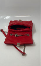 Load image into Gallery viewer, Zara Womens Red Faux Leather Quilted Chain Strap Turn Lock Crossbody Handbag
