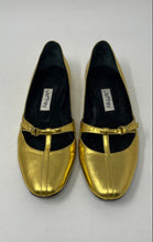 Load image into Gallery viewer, Jeffrey Womens Gold Leather Round Toe Slip-On Ballet Flats Size 38