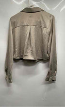 Load image into Gallery viewer, Zara Womens Gray Long Sleeve Spread Collar Cropped Button-Up Shirt Size M