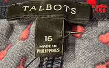 Load image into Gallery viewer, Talbots Womens Blue Red Printed Side Zip Elastic Waist A-Line Skirt Size 16