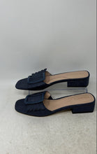 Load image into Gallery viewer, Talbots Womens Viv Blue Shimmer Raffia Open Toe Block Slide Sandals Size 8.5 M