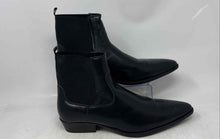 Load image into Gallery viewer, Asos Mens Black Faux Leather Pointed Toe Pull-On Ankle Chelsea Boots Size 11