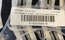 Load image into Gallery viewer, Loft Womens Black White Striped Round Neck Bell Sleeve Blouse Top Size Small