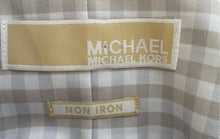Load image into Gallery viewer, Michael Kors Mens Beige White And Gray Check Long Sleeve Dress Shirt Size 18
