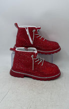Load image into Gallery viewer, Lola + The Boys Unisex Kids Crystal Ruby Red Side Zipper Ankle Boots Size 35/4Y