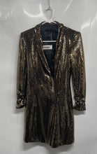 Load image into Gallery viewer, Zara Basic Womens Metallic Gold Black Long Sleeve Blazer Dress Size Medium