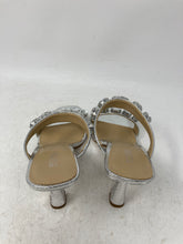 Load image into Gallery viewer, Michael Kors Womens Metallic Silver Rhinestone Slip-On Mule Heels Size 6M