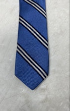 Load image into Gallery viewer, Brooks Brothers Mens Blue And White Striped Keeper Loop Adjustable Pointed Tie