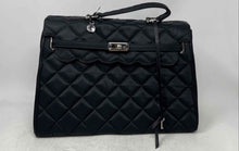 Load image into Gallery viewer, My Flat In London Womens Black Quilted Inner Pocket Bottom Stud Satchel Purse