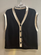 Load image into Gallery viewer, Massimo Dutti Womens Black & White Cotton Button Front Vest Sweater Size Medium