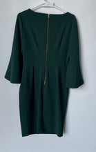 Load image into Gallery viewer, Calvin Klein Womens Green 3/4 Bell Sleeve Boat Neck Back Zip Sheath Dress Size 8