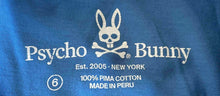 Load image into Gallery viewer, Psycho Bunny Mens Blue Cotton Short Sleeve Crew Neck Graphic T-Shirt Size 6