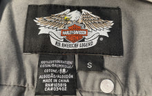 Load image into Gallery viewer, Harley-Davidson Mens Dark Gray Eagle Graphic Cotton Pockets Button-Up Shirt Sz S