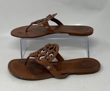 Load image into Gallery viewer, Authentic Tory Burch Womens Miller Brown Leather Thong Sandals Size 9M Damaged
