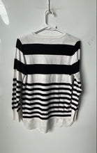 Load image into Gallery viewer, Calvin Klein Womens Black White Striped Curved Hem Knit Pullover Sweater Size M