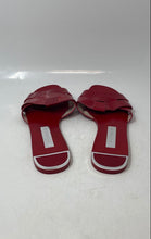 Load image into Gallery viewer, Zara Womens Red Leather Open Toe Slip-On Flat Slide Sandals Size EUR 38