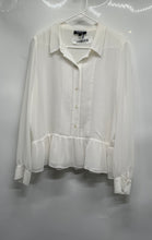 Load image into Gallery viewer, DKNY Womens White Long Sleeve Collared Pintuck Button Front Blouse Top Size XL