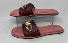 Load image into Gallery viewer, Michael Kors Womens Burgundy Gold Open Toe Slip-On Slide Sandals Size 10