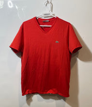 Load image into Gallery viewer, Lacoste Mens Red Cotton Short Sleeve V-Neck Regular Fit Pullover T-Shirt Size L
