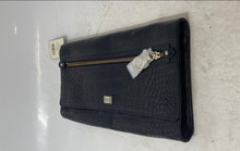 Load image into Gallery viewer, Cole Haan Womens Izzie Black Croc Embossed Leather Clutch Purse With Tag