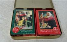 Load image into Gallery viewer, Coca-Cola Christmas Santa Claus Playing Cards Complete Two Decks In Tin Box
