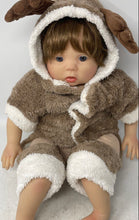 Load image into Gallery viewer, Brown Plush Outfit Hooded Reindeer Costume Blue Eyes Bebe Dolly Doll