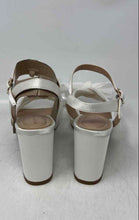 Load image into Gallery viewer, Kelly & Katie Womens White Open Toe Block Ankle Strap Heels Size 6M