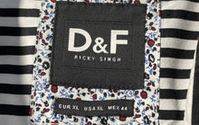 Load image into Gallery viewer, D&F Ricky Singh Mens Black White Striped Short Sleeve Button-Up Shirt Size XL