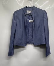 Load image into Gallery viewer, Calvin Klein Womens Blue Collarless Long Sleeve Open Front Blazer Jacket Size 6