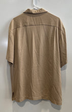 Load image into Gallery viewer, Ben Hogan Mens Khaki Silk Short Sleeve Camp Collar Button-Up Shirt Size Medium